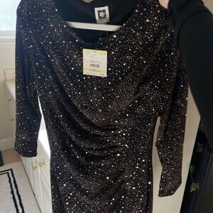 Anne Klein Black shiny dress